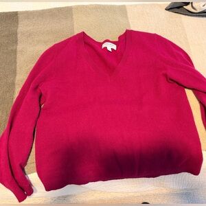 Nordstrom V-Neck Sweater - Fuchsia